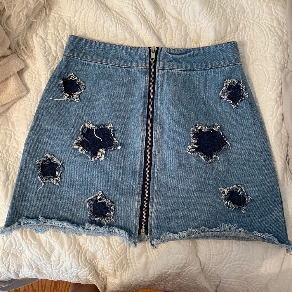Honey punch zip up jean skirt